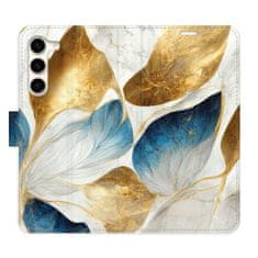 iSaprio GoldBlue Leaves flip tok Samsung Galaxy S23+ 5G