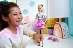 Mattel Barbie Modell baba - rózsaszín szoknya és csíkos felső FBR37