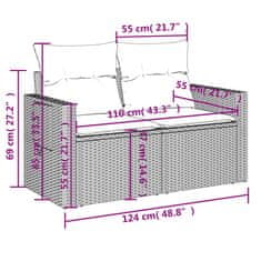 Greatstore 7 részes szürke polyrattan kerti ülőgarnitúra párnákkal