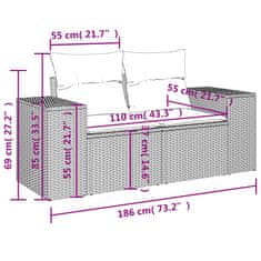 Greatstore 4 részes bézs polyrattan kerti ülőgarnitúra párnákkal