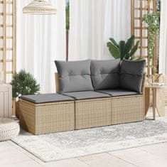 Greatstore bézs polyrattan kerti szék párnával 55 x 55 x 37 cm