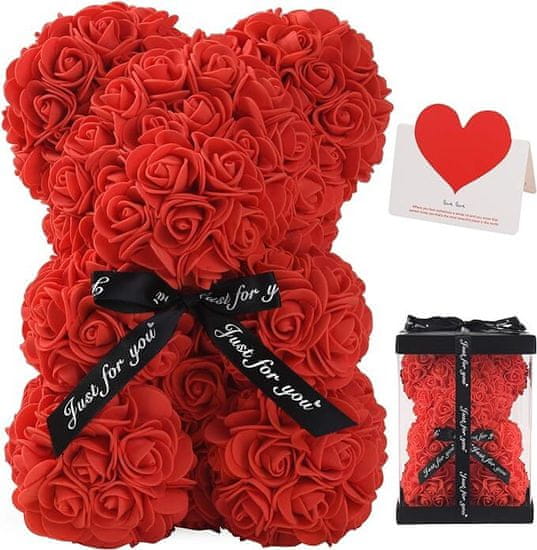 VIVVA® Luxus rózsa mackó, romantikus valentin-napi maci, szerelmes ajándék hölgyeknek | LOVEBEAR