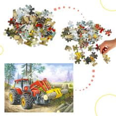 WOWO CASTORLAND Puzzle traktor markolóval az erdőben, 60 db, 5 év feletti gyermekek számára