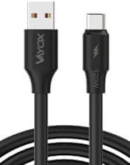 WOWO Fekete USB-USB-C kábel 120W 3A, két véggel, 1m hosszú