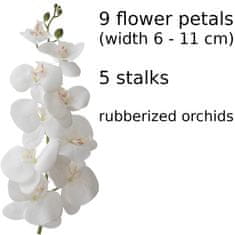 botle Fehér műorchidea kaszkád csokor szürke cserépben, kb. 125 cm magas, gumírozott virágok, 5 hajtás otthoni irodai dekoráció