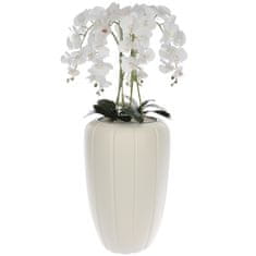 botle Fehér műorchidea kaszkád csokor krémszínű cserépben, kb. 112 cm magas, gumírozott virágok, 5 hajtás otthoni irodai dekoráció