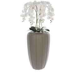 botle Fehér műorchidea kaszkád csokor szürke cserépben, kb. 112 cm magas, gumírozott virágok, 5 hajtás otthoni irodai dekoráció