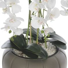 botle Fehér műorchidea kaszkád csokor szürke cserépben, kb. 125 cm magas, gumírozott virágok, 5 hajtás otthoni irodai dekoráció