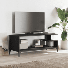 Vidaxl fekete szerelt fa/porszórt acél TV-szekrény 102 x 40 x 41 cm (842411)