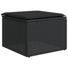 Greatstore fekete polyrattan kerti szék párnával 55 x 55 x 37 cm