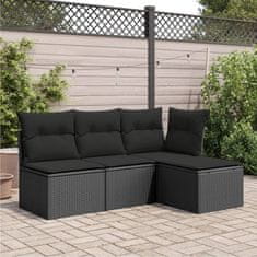 Greatstore fekete polyrattan kerti szék párnával 55 x 55 x 37 cm