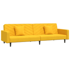 Vidaxl kétszemélyes sárga bársony kanapéágy két párnával (375924)