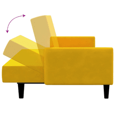 Vidaxl kétszemélyes sárga bársony kanapéágy (375781)