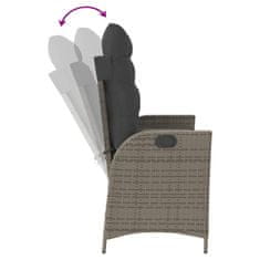 Greatstore szürke polyrattan dönthető kerti pad párnával