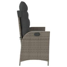 Greatstore szürke polyrattan dönthető kerti pad párnával