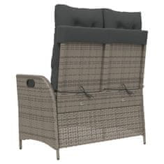 Greatstore szürke polyrattan dönthető kerti pad párnával