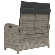 Greatstore szürke polyrattan dönthető kerti pad párnával