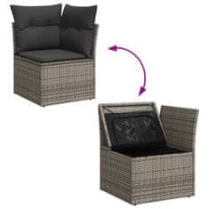 Greatstore szürke polyrattan kerti sarokkanapé párnával