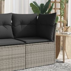 Greatstore szürke polyrattan kerti sarokkanapé párnával