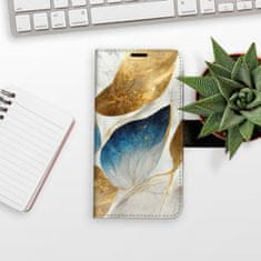 iSaprio GoldBlue Leaves flip tok Apple iPhone 15 Plus