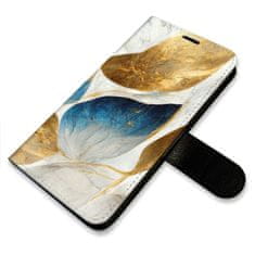 iSaprio GoldBlue Leaves flip tok Apple iPhone 15 Plus