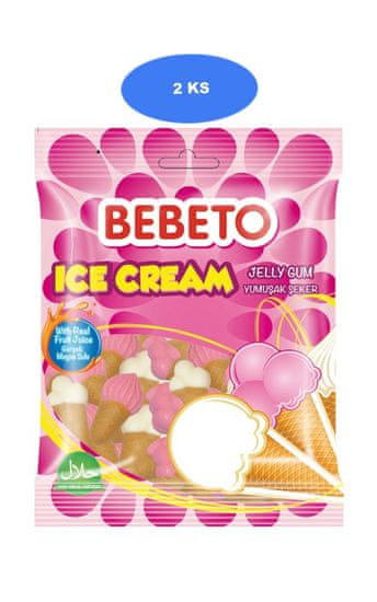 Bebeto  savanyú zselés cukorka Fagylalt 80g (2 db)