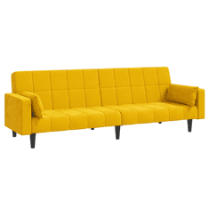 Vidaxl kétszemélyes sárga bársony kanapéágy két párnával (375851)