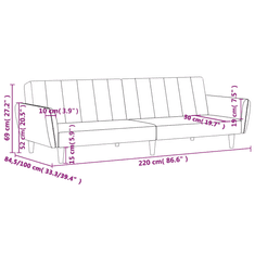 Vidaxl kétszemélyes rózsaszín bársony kanapéágy (375861)