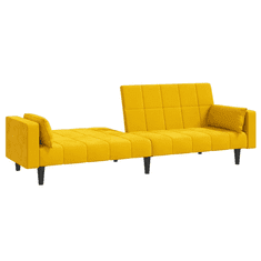 Vidaxl kétszemélyes sárga bársony kanapéágy két párnával (375851)