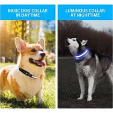 PrimePick LED biztonsági fényes kutya nyakörv, a világító nyakörv biztosítja a magas láthatóságot, USB töltésű, vízálló, ideális éjszakai sétákhoz, CollarLed, M