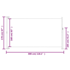 Vidaxl krémszínű kihúzható oldalsó teraszi napellenző 170 x 300 cm (48365)