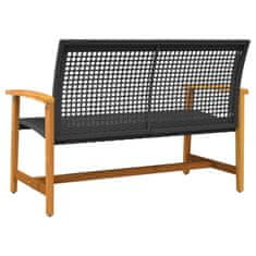 Greatstore fekete polyrattan és akácfa kerti pad 112 cm