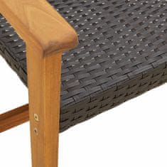 Greatstore fekete polyrattan és akácfa kerti pad 112 cm