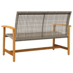 Greatstore szürke polyrattan és akácfa kerti pad 112 cm