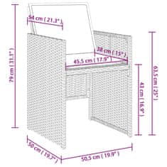 Vidaxl 17 részes fekete polyrattan kerti étkezőgarnitúra párnákkal 3277838