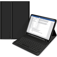 TokShop Apple iPad 10.9 (2022), Bluetooth billentyűzetes mappa tok, érintőceruza tartó, TP SC Pen + Keyboard, fekete (9490713927656)