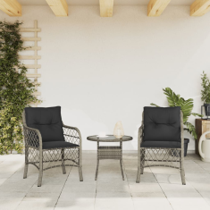 Vidaxl 2 db szürke polyrattan kerti szék párnával (365155)