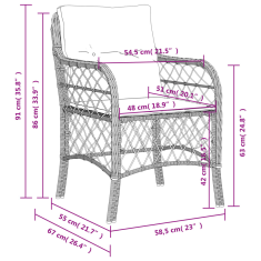 Vidaxl 2 db szürke polyrattan kerti szék párnával (365155)