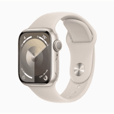 Apple Watch Series 9 GPS 41mm csillagfény alumíniumtok, csillagfény sportszíj S/M méret (MR8T3QH/A) (MR8T3QH/A)