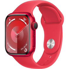 Apple Watch Series 9 GPS 41mm piros alumíniumtok, piros sportszíj S/M méret (MRXG3QF/A) (MRXG3QF/A)