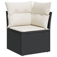 Greatstore 10 részes fekete polyrattan kerti ülőgarnitúra párnákkal