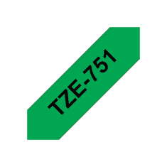 BROTHER laminated tape TZe-751 - Black on green (TZE751)