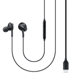 SAMSUNG Vezetékes sztereó fülhallgató, USB Type-C, mikrofon, felvevő gomb, hangerő szabályzó, Samsung, fekete, gyári