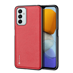 Dux Ducis Samsung Galaxy M23 5G SM-M236B, Műanyag hátlap védőtok + szilikon keret, fényvisszaverő szövet hátlap, rács minta, Fino, piros (RS115978)