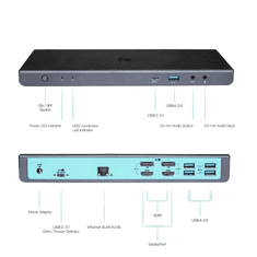 USB 3.0 / USB-C / Thunderbolt 3 Dual Display Docking Station dokkoló állomás fekete (CADUAL4KDOCKPD) (CADUAL4KDOCKPD)