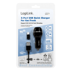 LogiLink 2xUSB-A autós töltő 19,5W (PA0201) (PA0201)