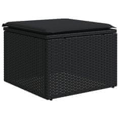 Greatstore 11 részes fekete polyrattan kerti ülőgarnitúra párnákkal