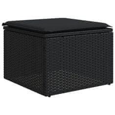 Greatstore 8 részes fekete polyrattan kerti ülőgarnitúra párnákkal