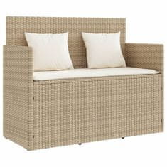 Greatstore bézs polyrattan kerti pad párnákkal