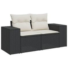 Greatstore 7 részes fekete polyrattan kerti ülőgarnitúra párnával